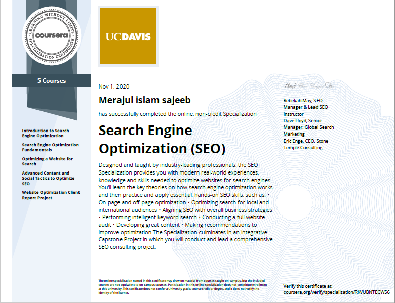 SEO specialaization-Coursera RKVUBNTECW56